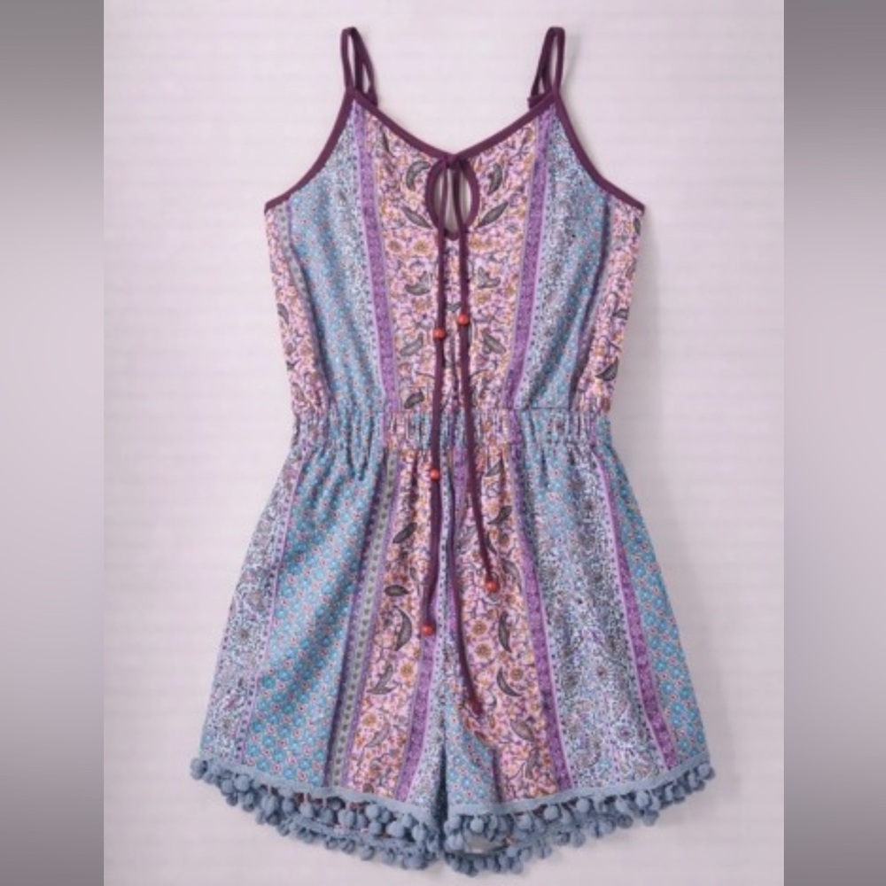 Boho Striped Paisley Sundress in Purple & Teal